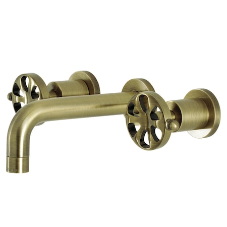 Kingston Brass KS8123RX Two-Handle Wall Mount Bathroom Faucet, Antique Brass KS8123RX